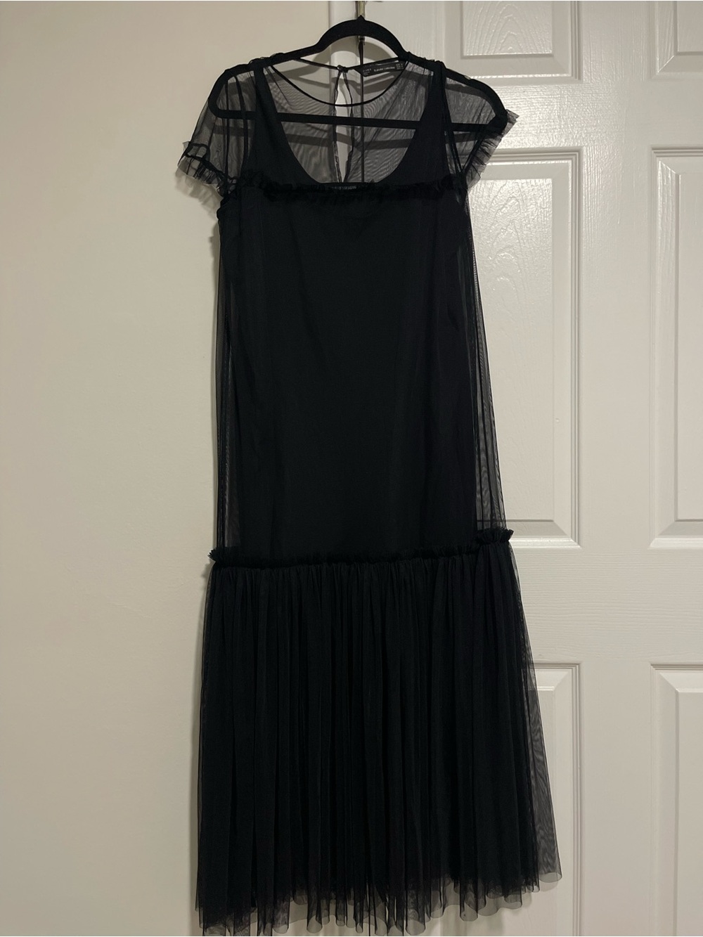 Zara Black Sheer Tulle Maxi Dress